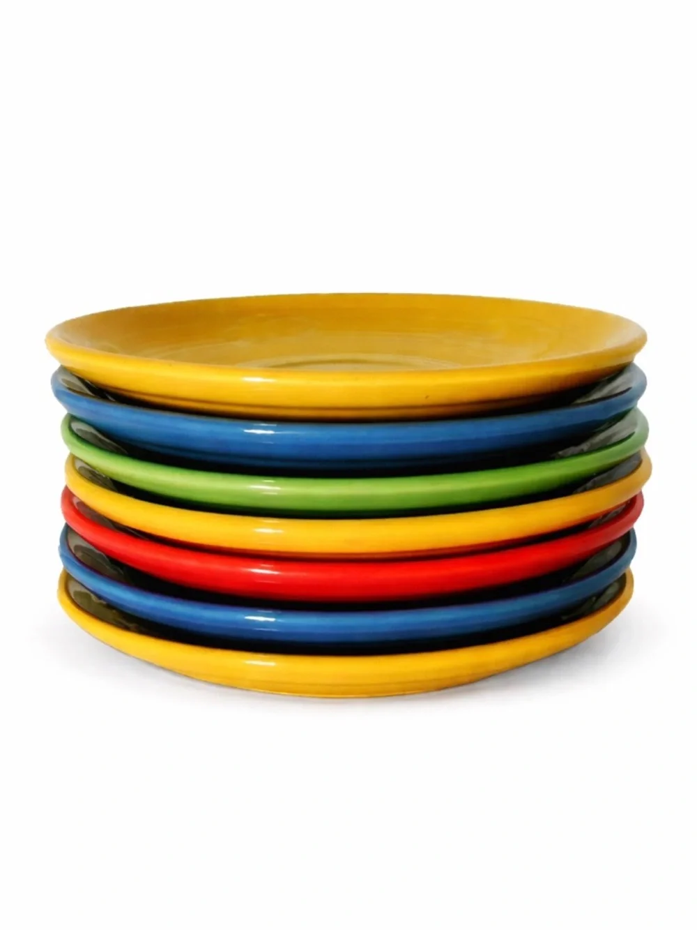 7 Vintage‎ Buffalo China Saucers Colorful Fish Swimming Motif
